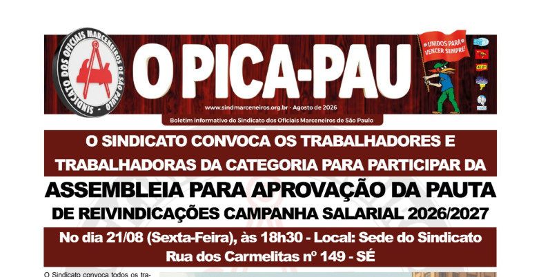 ASSEMBLEIA PARA APROVAÇÃO DA PAUTA DE REIVINDICAÇÕES CAMPANHA SALARIAL 2026/2027. vytavfxyatvfyxj
